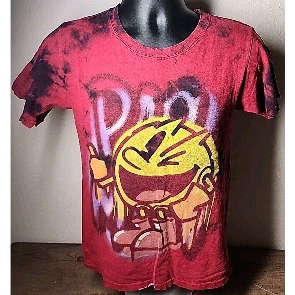 Pac-Man Red Black Tie Die Graffiti T-Shirt, Size - S